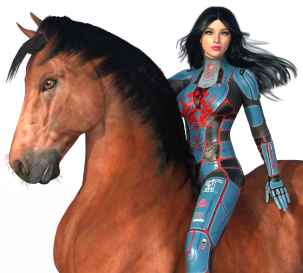 Ellen-ski-fi-Avatar on horse